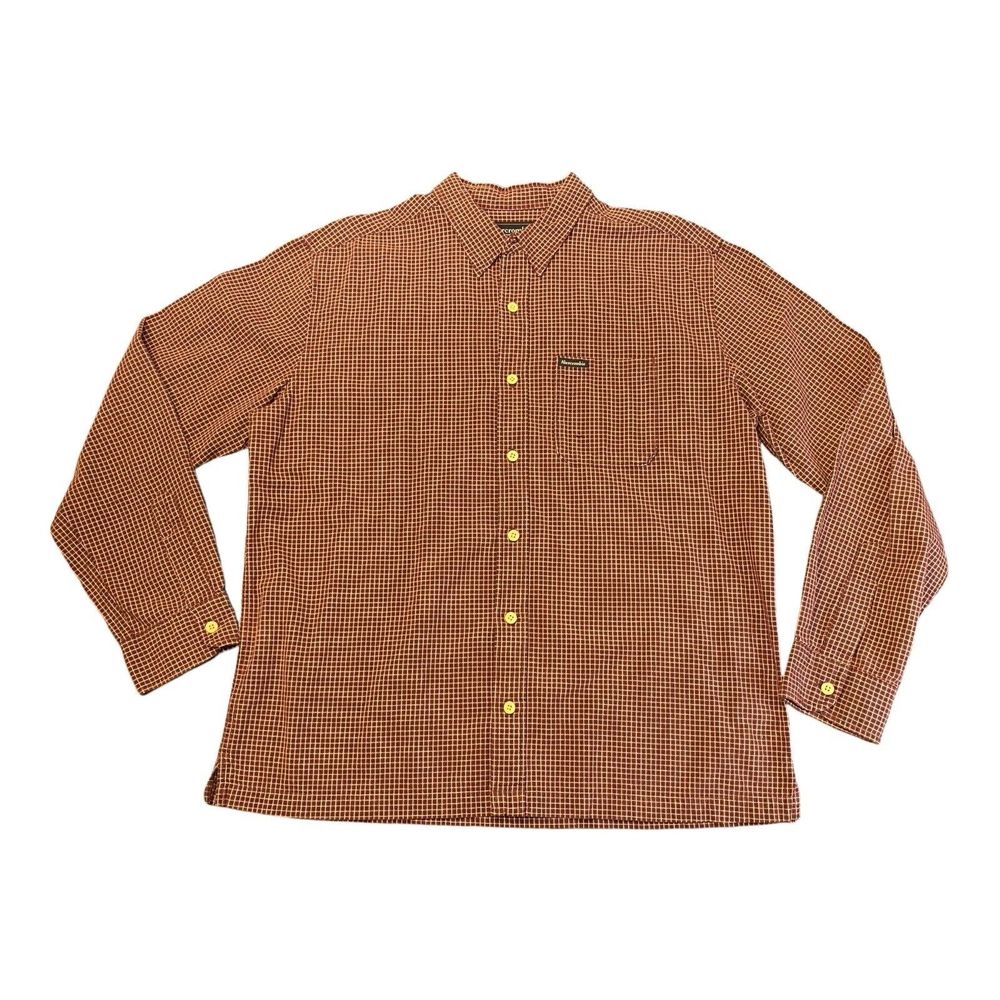 VTG Abercrombie & Fitch Red Plaid Flannel Long Sleeve Button Up Shirt Size LARGE